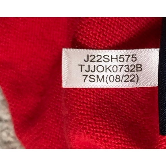 Tommy Hilfiger Vneck Lightweight Sweater Red Snowflake Winter‎ Womens? Large - Picture 6 of 6